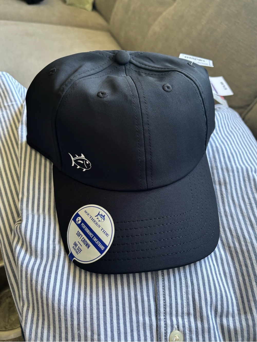 Southern Tide Navy Performance Snapback Cap with White Accent